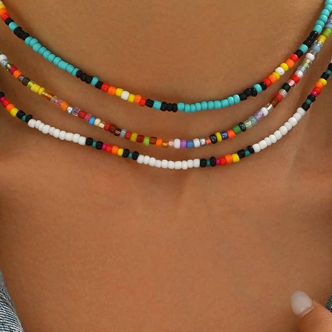 UNISHE – Engroshandel Led/kæde halskæde – Farverig Perlehalskæde ZK25582