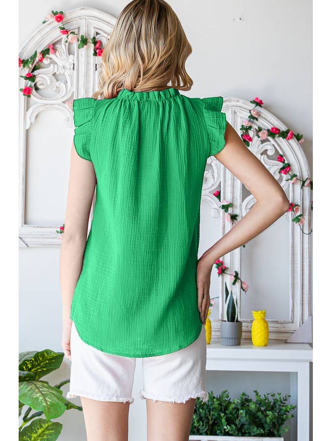 7th Ray - Vendita all'ingrosso Camicetta - Donna - Blusa da donna in cotone con collo arricciato T51046