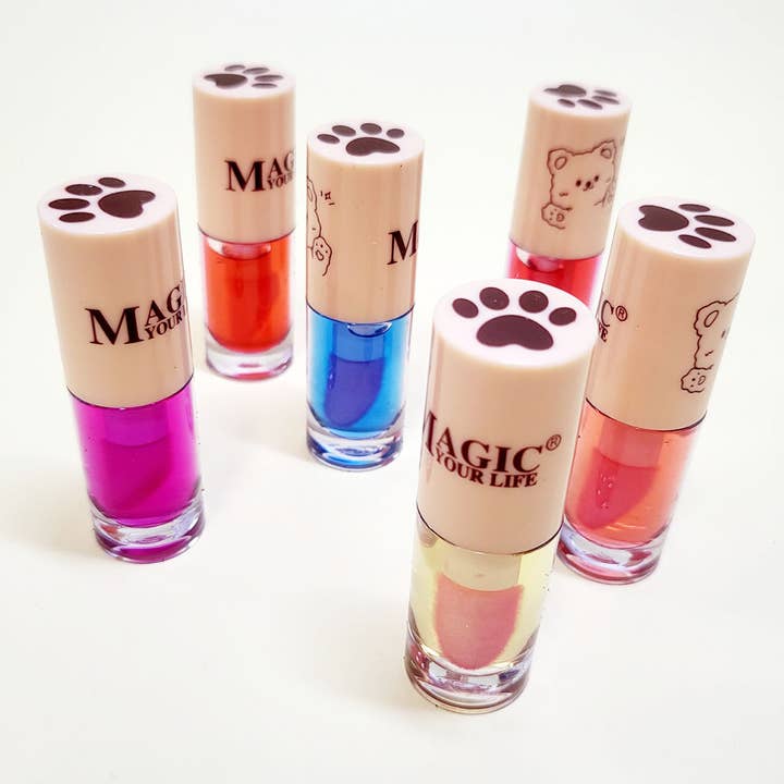 Assorted Color 24 pcs Bear Theme Lip Oil for wholesale on Faire
