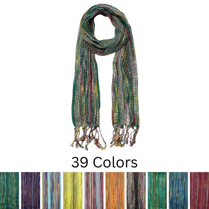 Humble Hilo - Wholesale Scarf - Women's - Humble Hilo Multicolored Thread Artisan Scarf