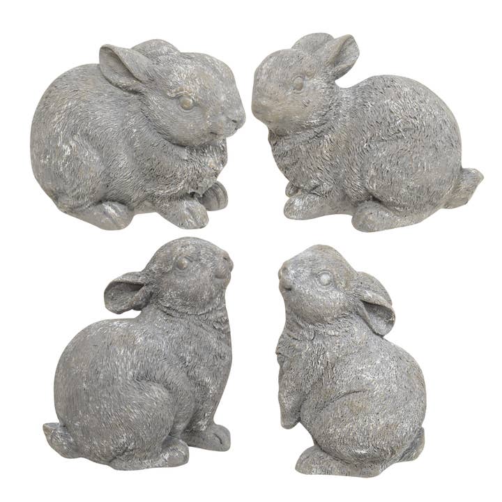Col House Designs - Wholesale Decorative Figurine - Gray Resin Bunny, 4 Assorted