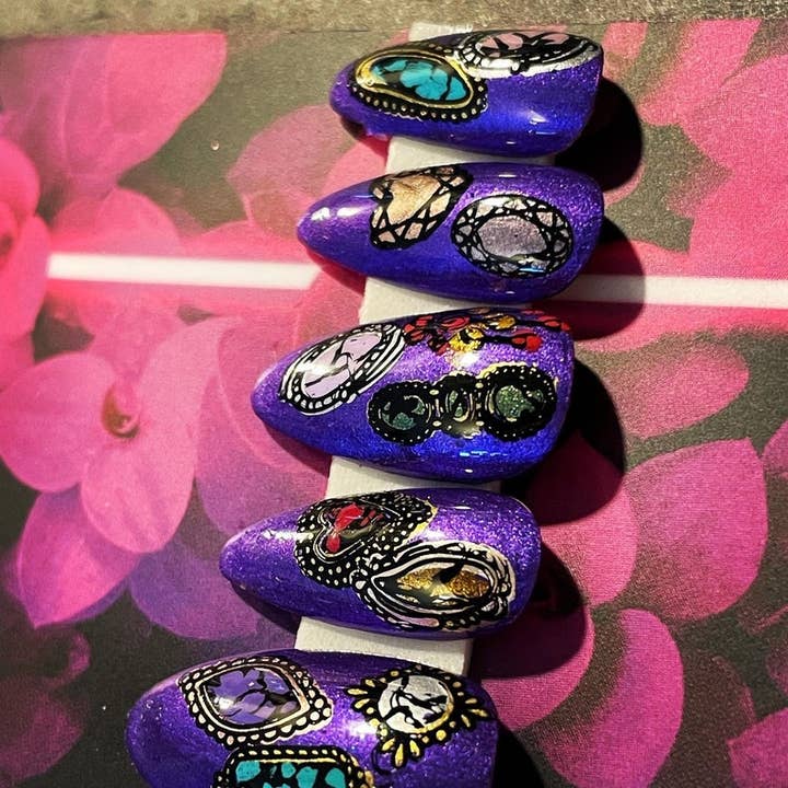 Space Witch Nails - Wholesale Press-On/Fake Nails - 𝕁𝕖𝕨𝕖𝕝𝕖𝕕 gem holo Polly Pocket inspired press-on nails
