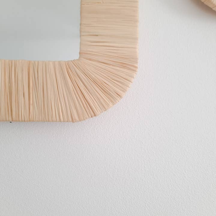 HandHappiness - Wholesale Wall Mirror - Square raffia contour mirrors 2