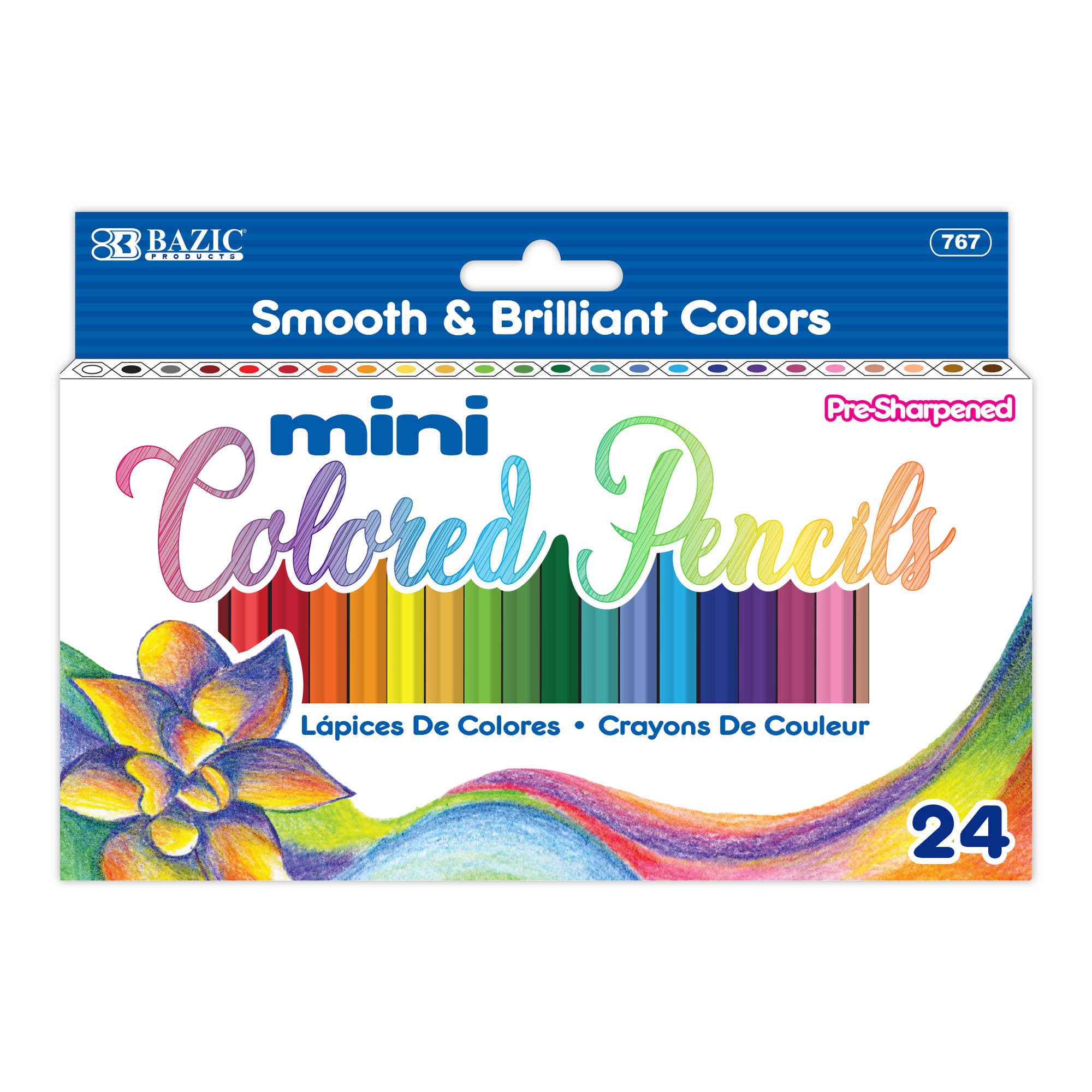 BAZIC Products - Wholesale Colored Pencil - 24 Mini Colored Pencils0