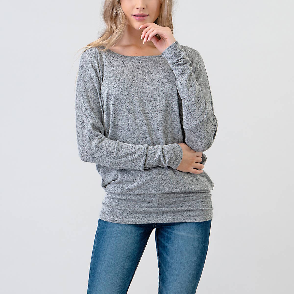 Heimious - Vente Haut en maille – femme - Haut en tricot Hacci à manches longues et col rond à manches Dolman, 270135