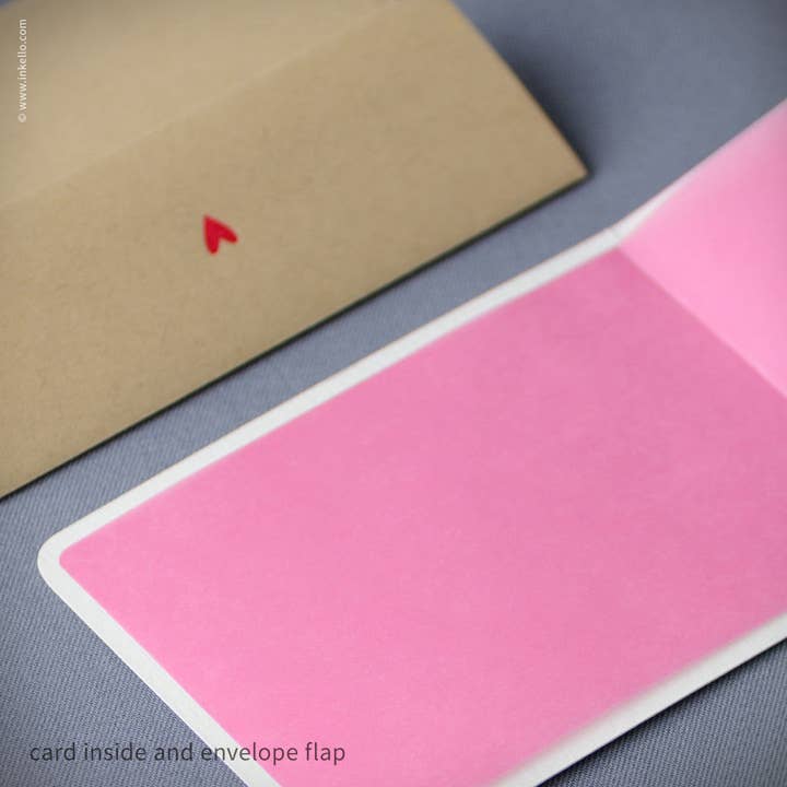 Inkello Letterpress - Wholesale Love Card - Pink Heart with Silver Arrow Card (#415)2