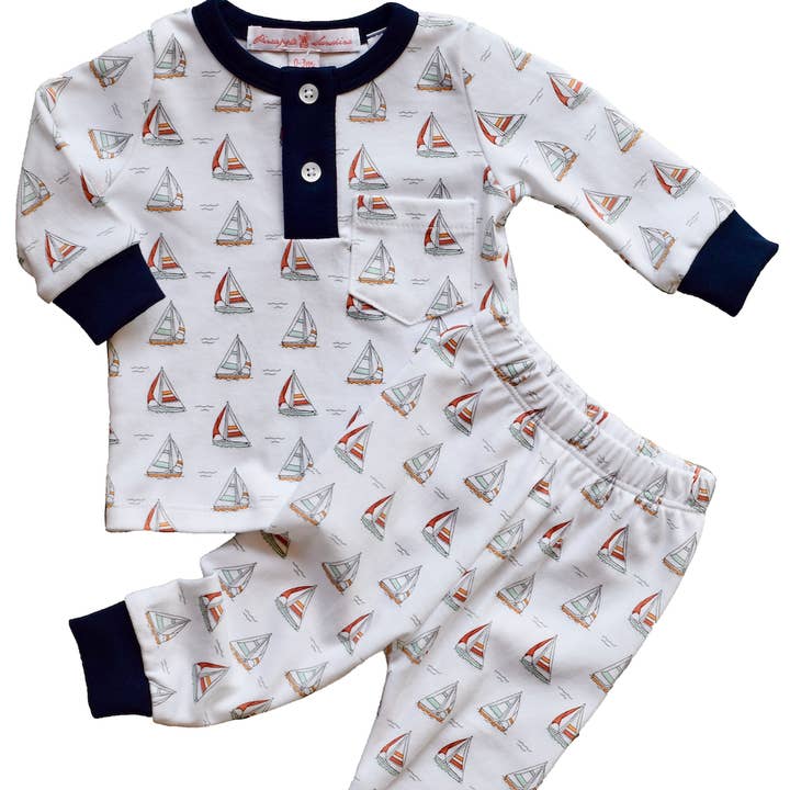 Sailboat 2 Piece Pajama for wholesale by Pineapple Sunshine