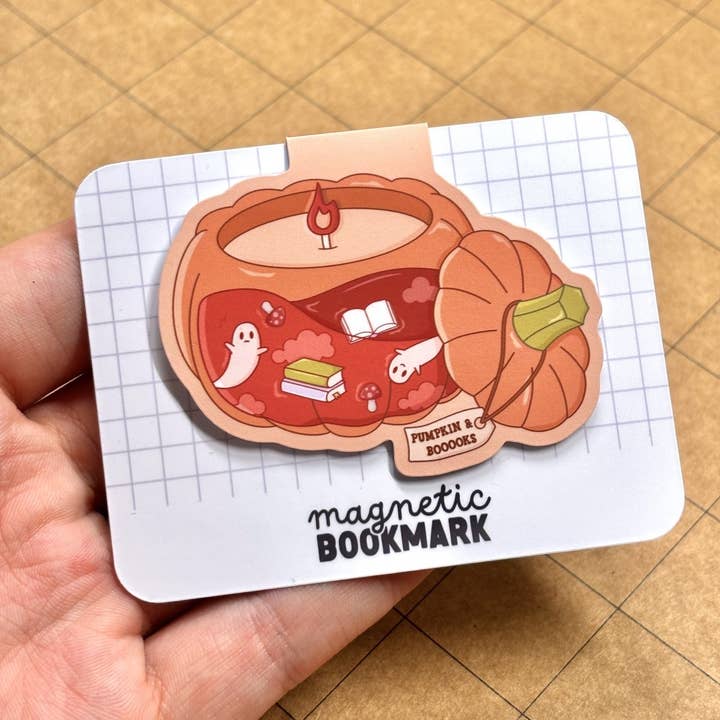 Pumpkin & Books | Magnetic Bookmark and other Purchase Wholesale fall bookmarks. Free Returns & Net 60 Terms on Faire trending on Faire.