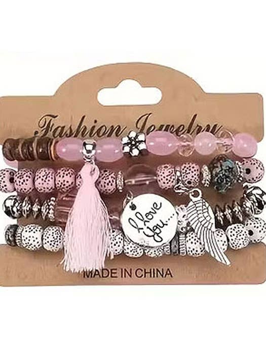 ( R165 ) SET DI BRACCIALETTI ELASTICI MULTIFILO STILE BOHO per la vendita all'ingrosso da parte di Jewelry Max