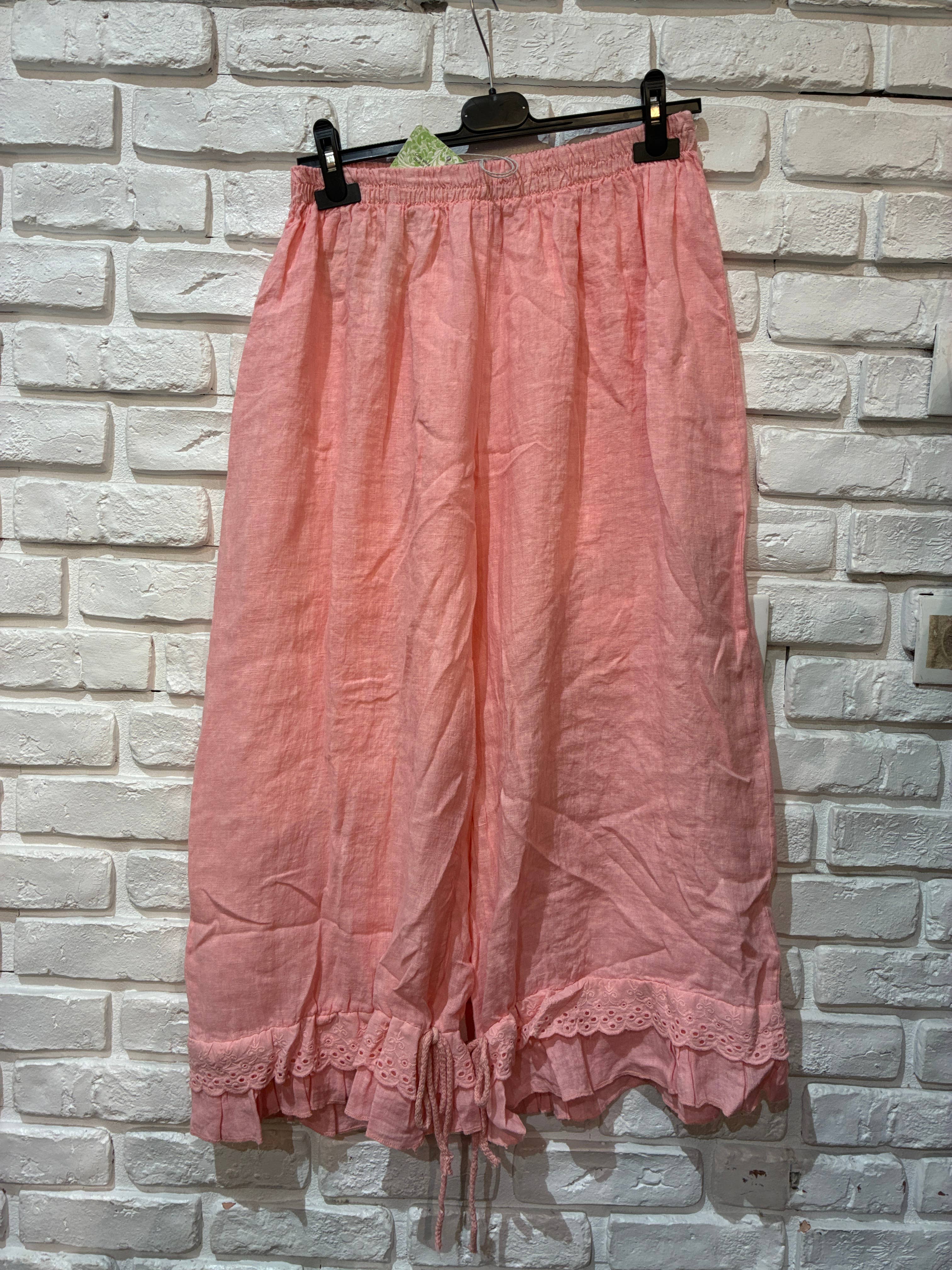 la maison des fibres naturelles - Wholesale Broek - Dames - Elegante broek met opengewerkt borduurwerk 9204 van 100% linnen32