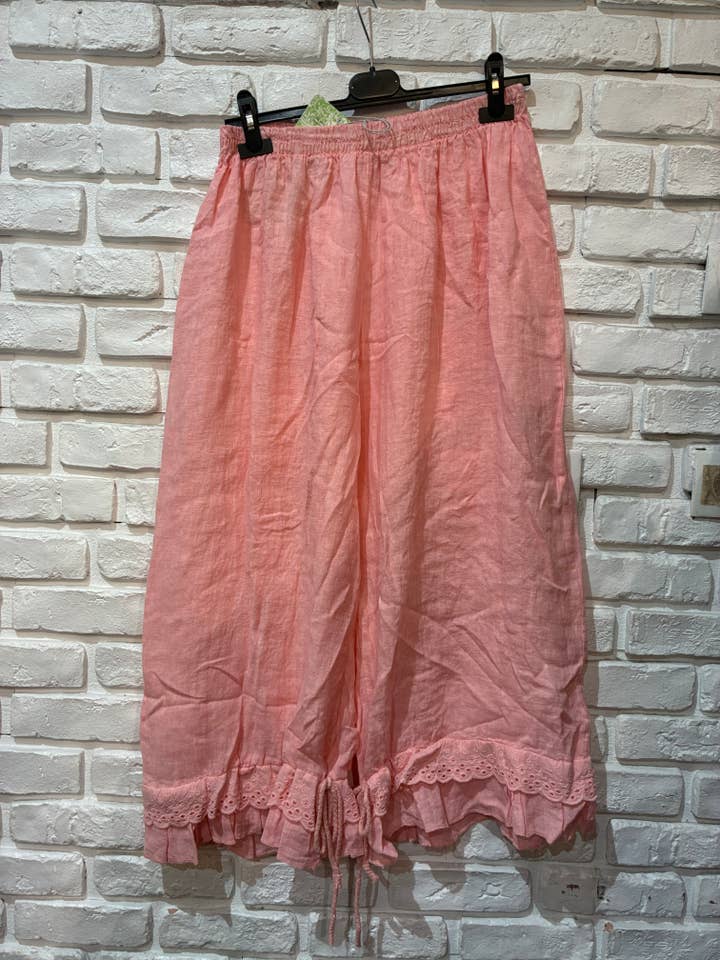 la maison des fibres naturelles - Wholesale Broek - Dames - Elegante broek met opengewerkt borduurwerk 9204 van 100% linnen32