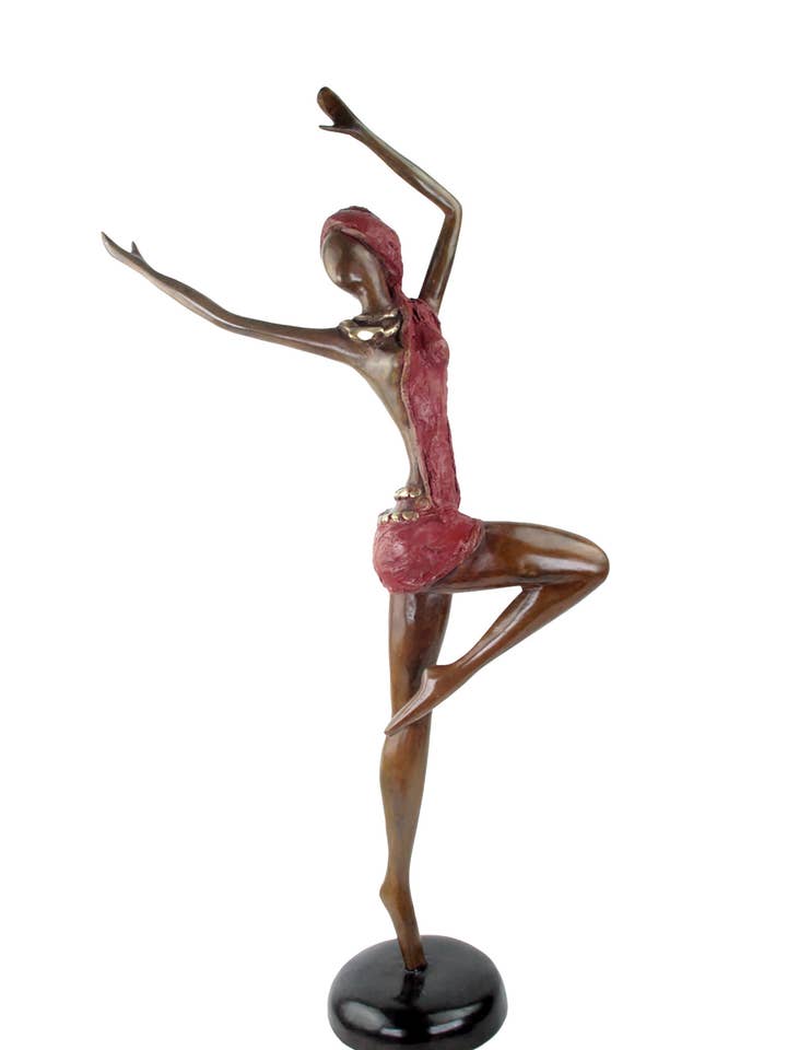 Bronze Issouf dancer 55 cm red No. 1 for wholesale by Lafi Bala