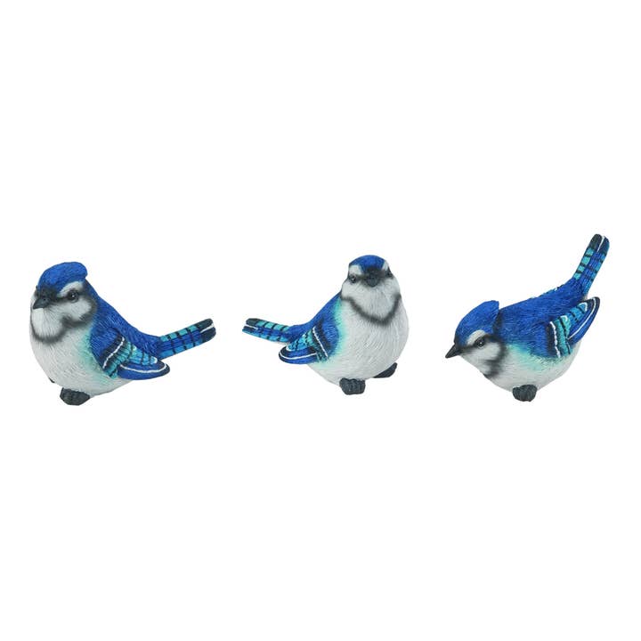 Transpac - Wholesale Decorative Tabletop Object - Resin 5" Multicolor Spring Bluebird Figurine Set 3