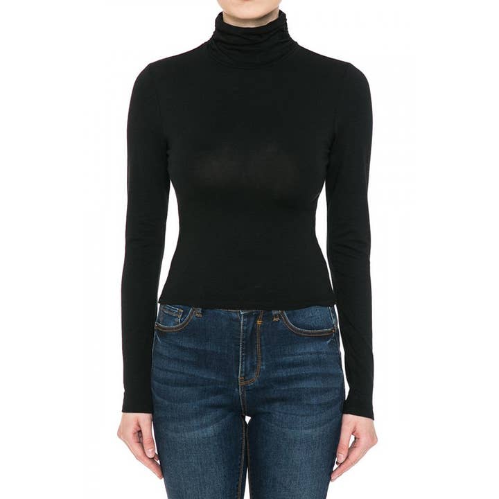 Timeless - Wholesale Knit Top - Women's - RUCHED TURTLE NECK CROP TOP