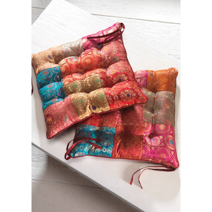 Namaste - Wholesale Chair Cushion - Brocade Patchwork Chair Pad