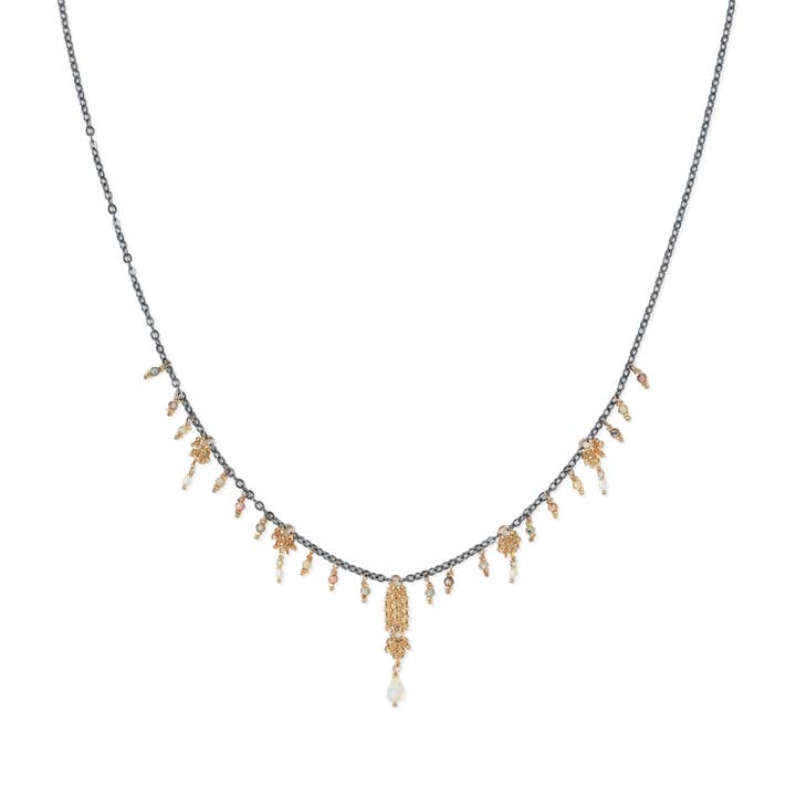 COLETTE halskæde i blandet metal med safir, perle og opal for engroshandel hos Kate Winternitz Jewelry