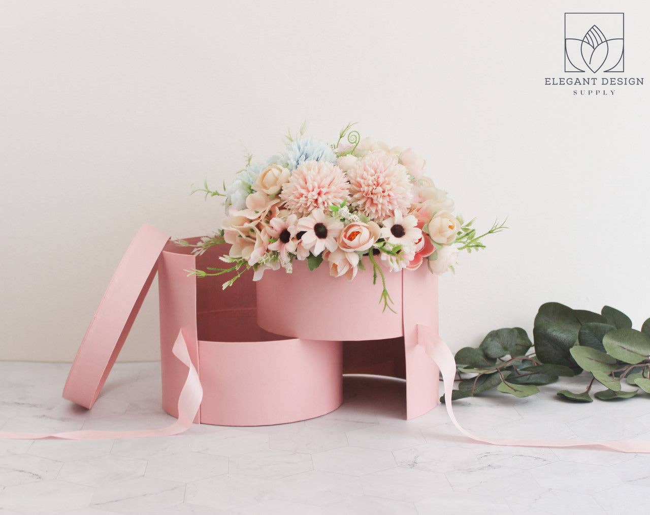 Elegant Design Supply – Caixa de presente por atacado – Floreira Redonda Duas Camadas com Tampa Transparente0