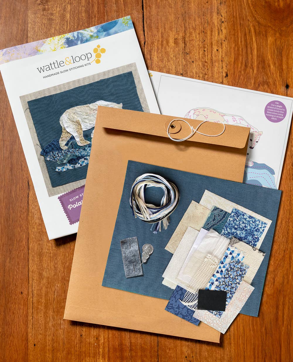 Wattle&Loop - Wholesale Embroidery/cross-stitch supplies - Polar Bear Slow Stitching Kit1