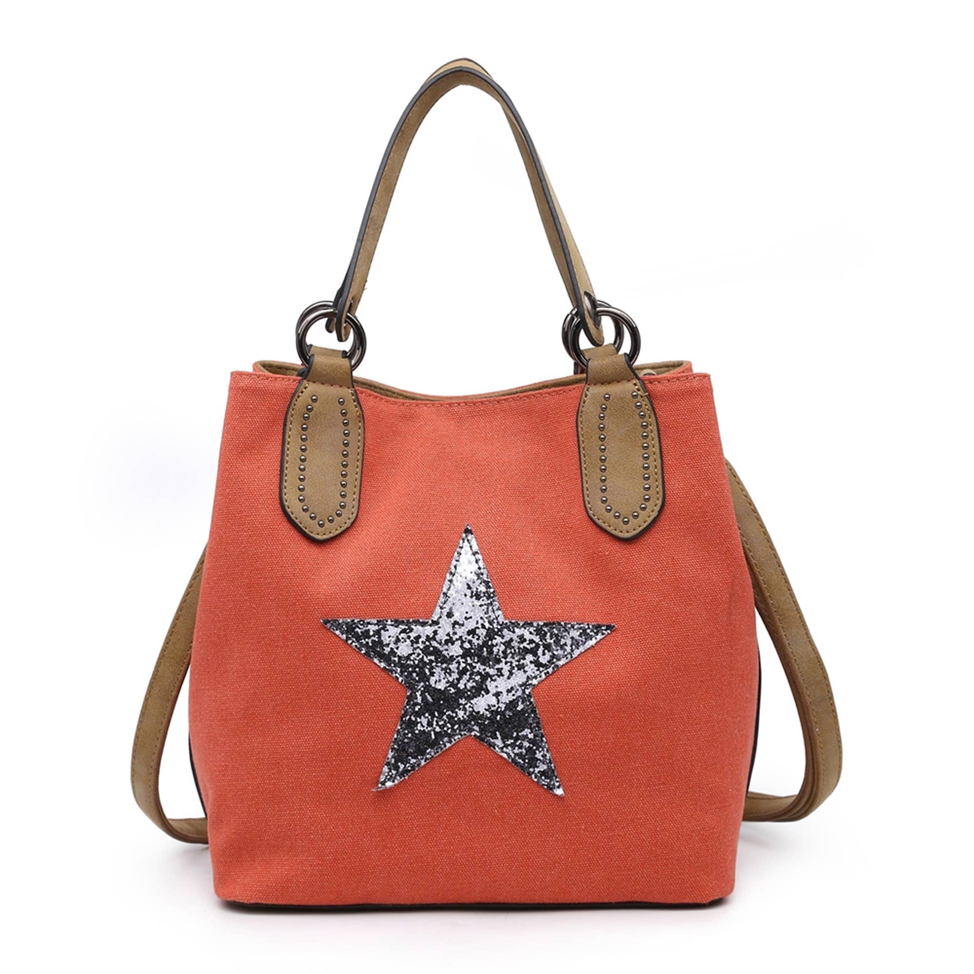 Ellas Trading – wholesale Tote bag – Women's – Trendy Glitter Star Stylish Canvas Crossbody Tote Bag4