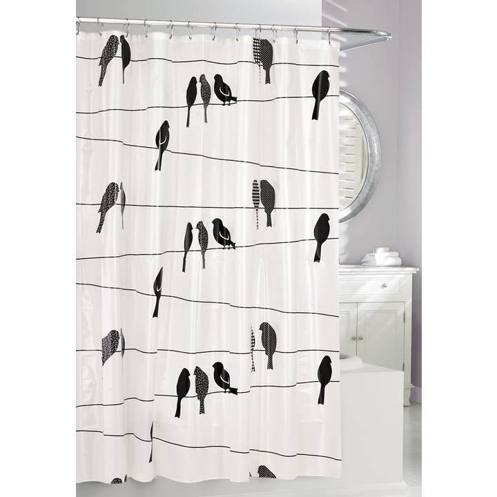 SITTANDE FÅGLAR PEVA DUSCHDRAPERI för wholesale av Moda at Home Enterprises, Ltd