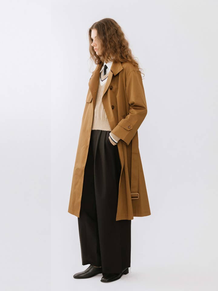Caramel Single Breasted Macintosh Coat for wholesale on Faire