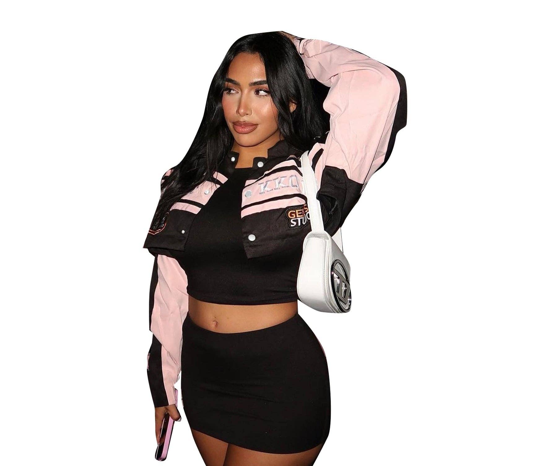 MB Fashion Wholesale - Wholesale Varsity/Baseball Jacket - Women's - MB FASHION THIN MOTO 2 IN 1 JACKET AND SKIRT 8427LY4