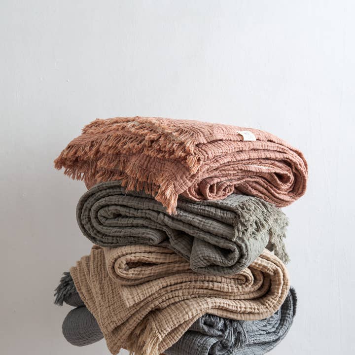 confetti mill - Wholesale Throw Blanket - Double Blanket - Coral & Oatmeal4