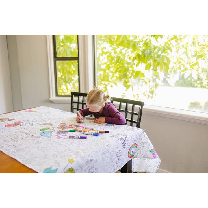Artistic Chaos Ink - Wholesale Coloring Tablecloth - Kids & Baby - Thanksgiving Coloring Fabric Tablecloth - Wash and Reuse5