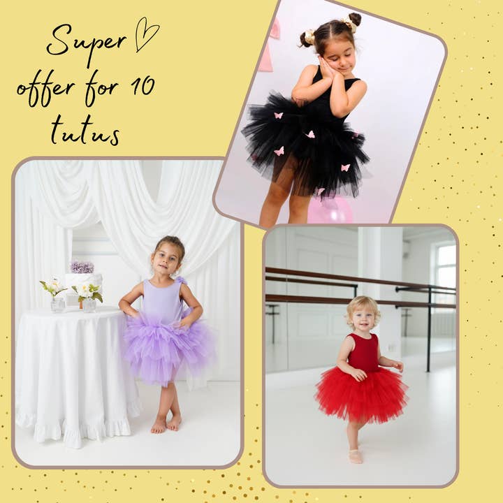 10 pcs Vente en gros de tutus de ballerine pour enfants Couleurs et tailles variées pour la vente par My Baby By Merry