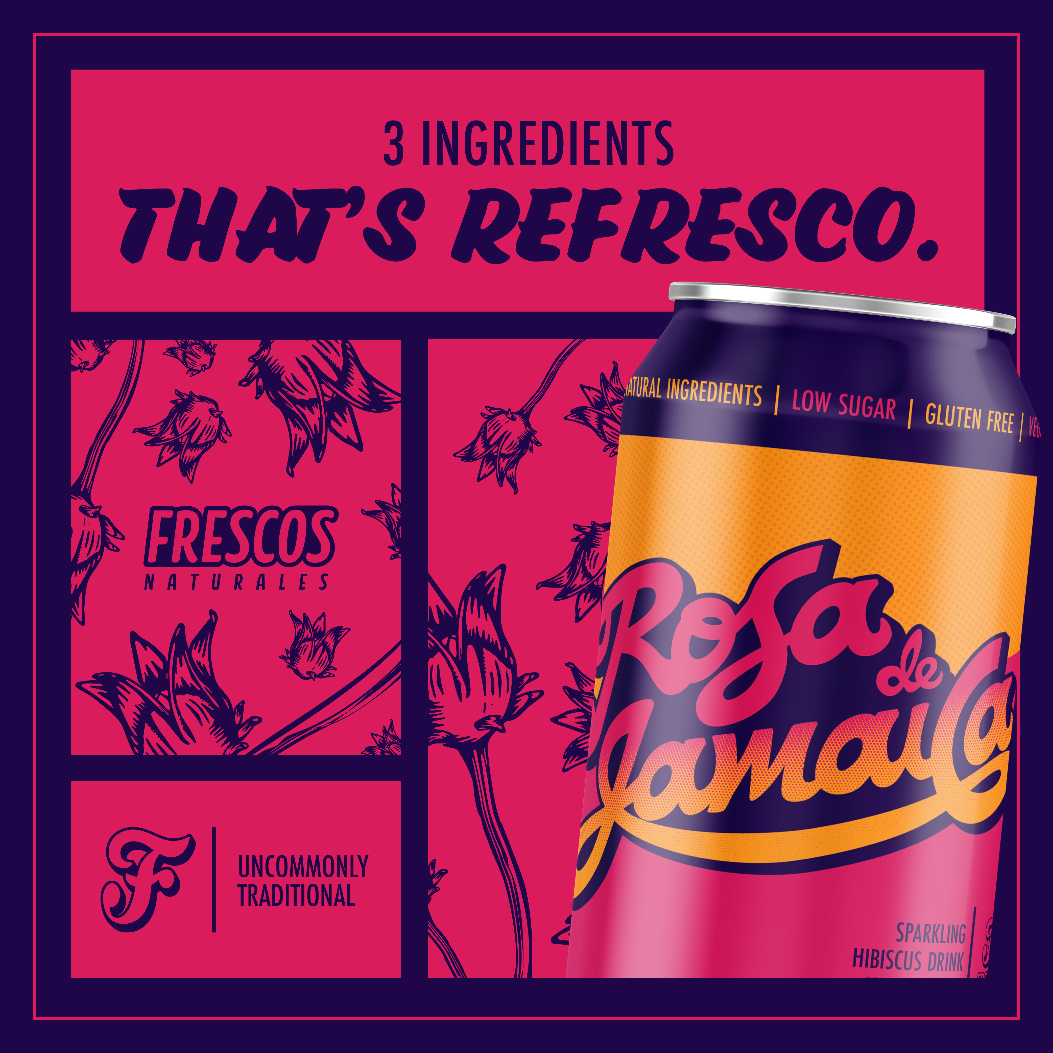 Frescos Naturales - Wholesale Soda/Carbonated Drink - Rosa de Jamaica - Sparkling Hibiscus 12 oz2