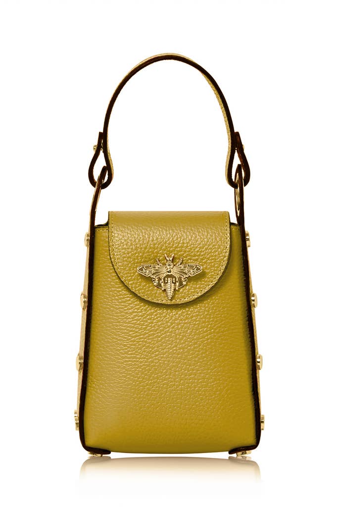 MONTTE DI JINNE - Vente Sac à bandoulière – femme - Mini sac abeille en cuir véritable italien avec bandoulière chaîne dorée24