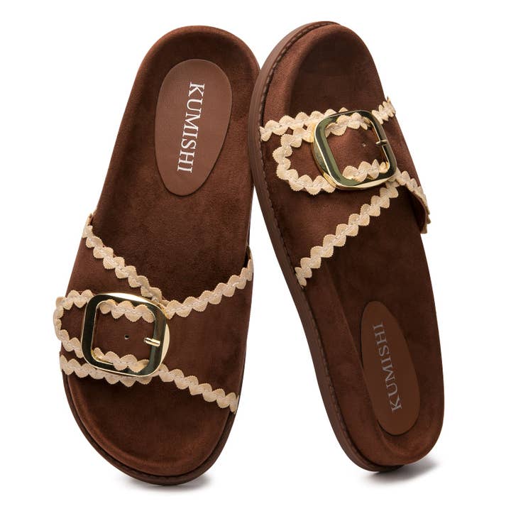 funkymonkey - Wholesale Sandals - Women's - Sage - Brown - Suede slippers for women winter house shoes indoor and outdoor2