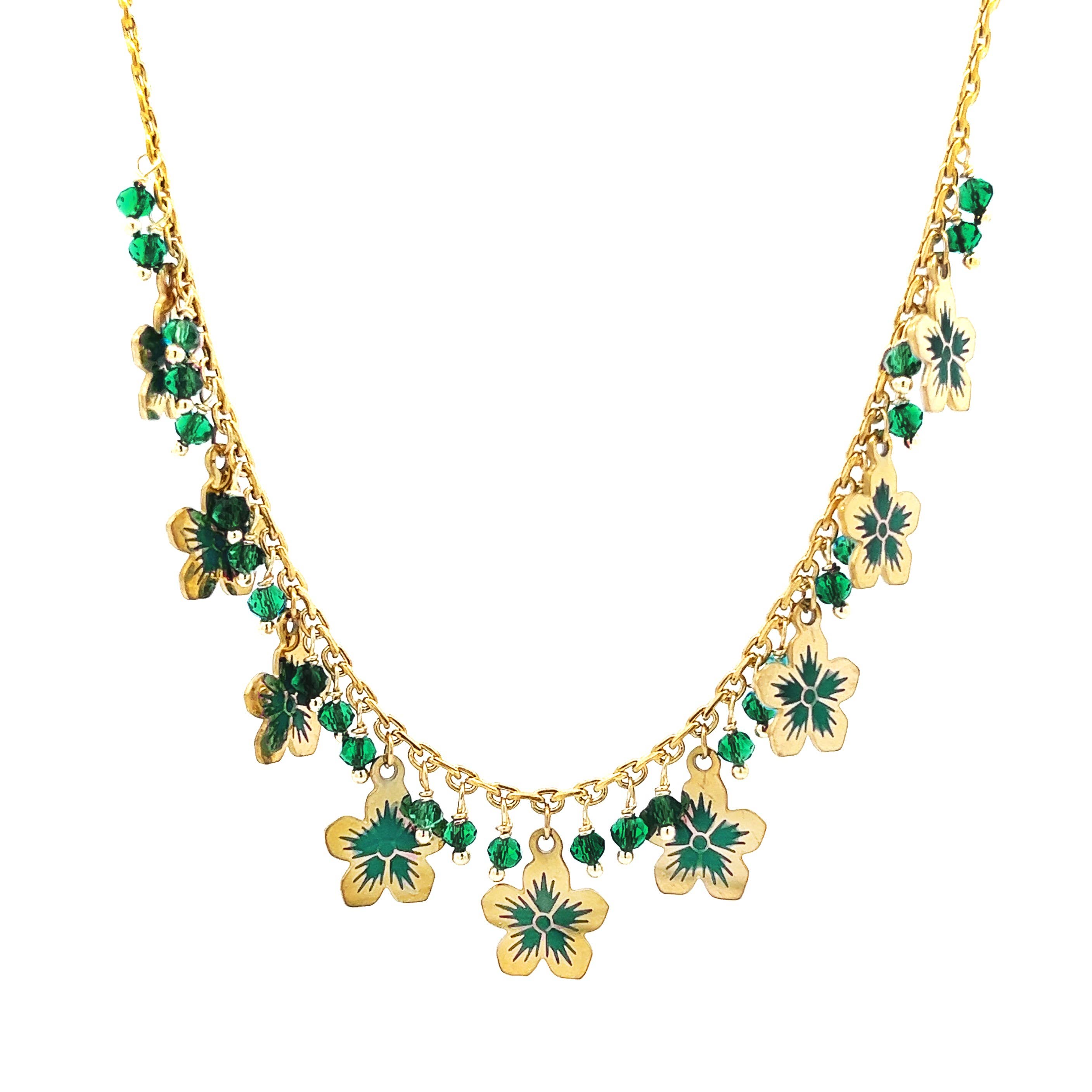 AMORINO SRL – Colar pingente/pendente por atacado – Colar Cristal E Flor - NK22134D1381