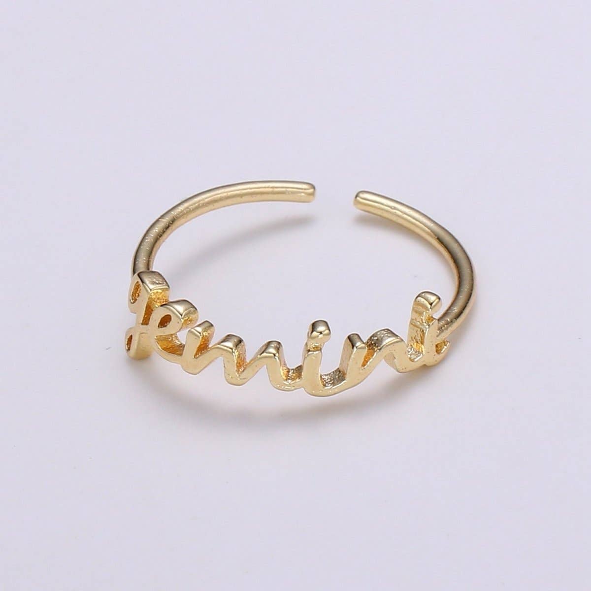 Aim Eternal - Wholesale Band/Stacked Ring - Gold Zodiac Ring Words Gold Ring, Astrology Horoscope Ring Birthday Personalized Gift Open Adjustable Ring for Stacking Ring Midi Ring R-422-R-4338
