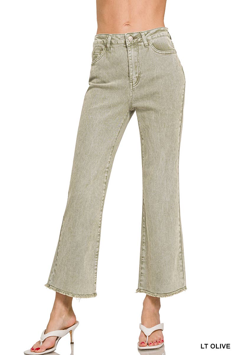 Vanilla Monkey - Wholesale Pants - Women's - Acid Washed High Waist Frayed Hem Bootcut Pants5