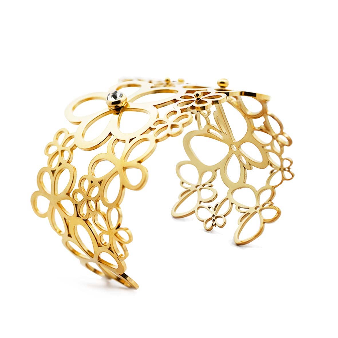 AMORINO SRL – wholesale Cuff bracelet – WIDE ADJUSTABLE FLOWER SEMIRIGID BRACELET - WF24116A1073