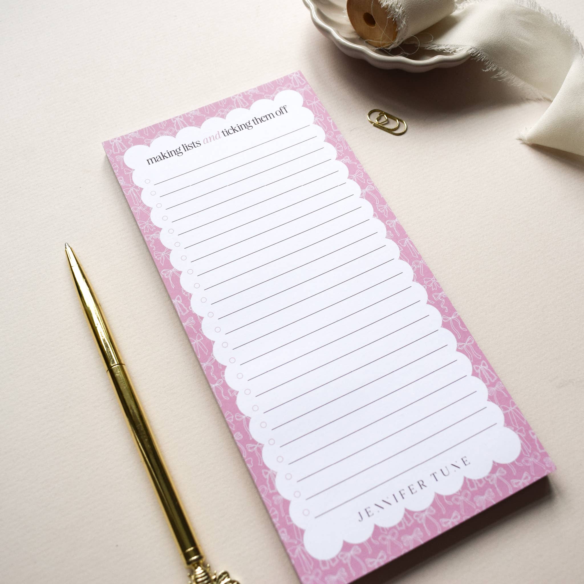 Jennifer Tune - Wholesale Notepad - Pretty Pink To Do List Pad with Bows Design2
