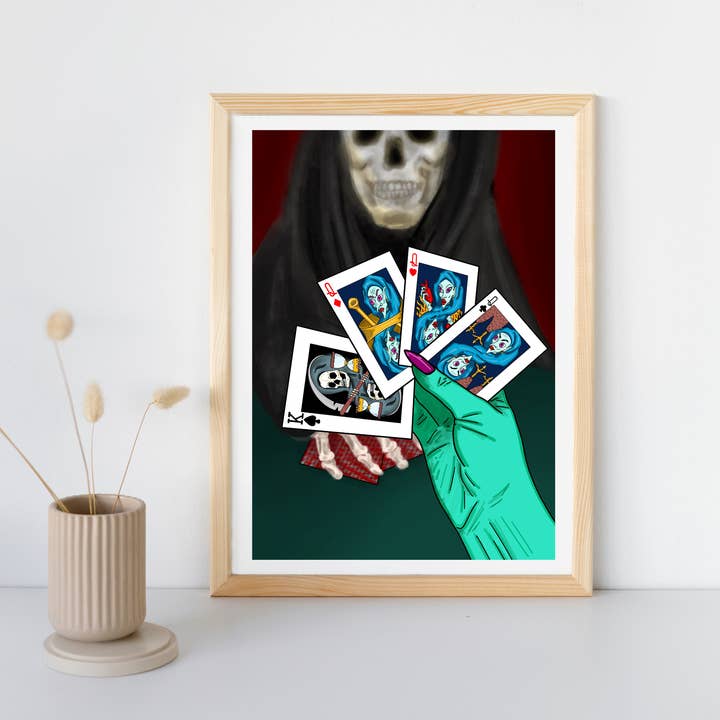 Hannah Kate Makes - Wholesale Art Print - Baba & the Reaper Art Print - A5/A4 - Baba Yaga & Death1