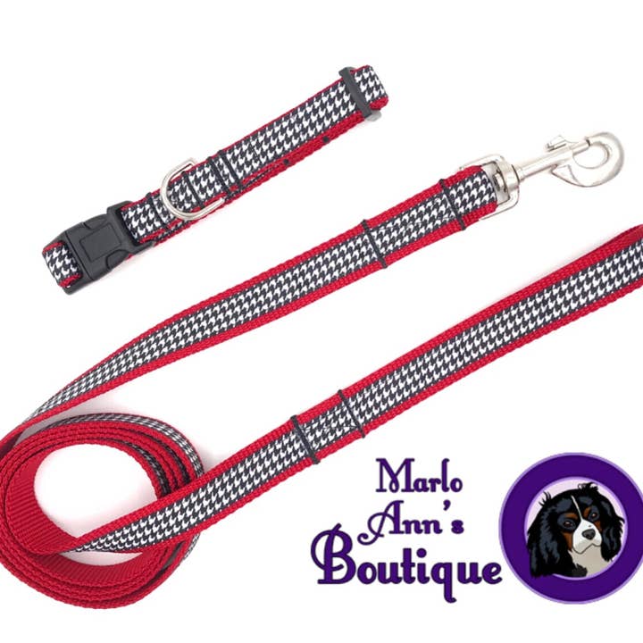 Rød Houndstooth hundehalsbånd for engroshandel hos Marlo Ann's Boutique
