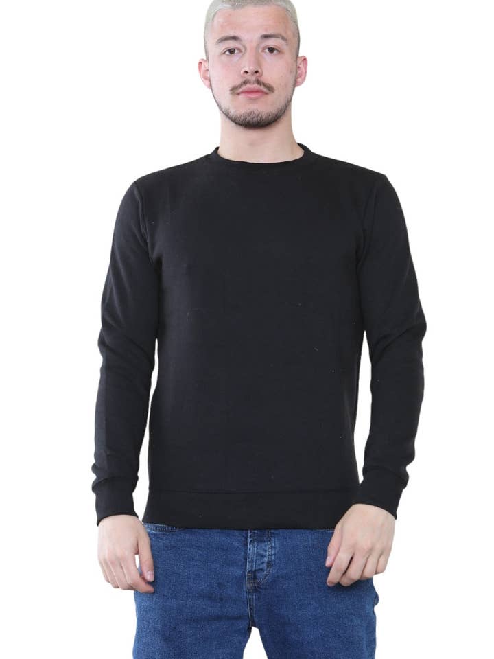 Men's Classic Black Sweatshirt - Casual Comfort and Stylish Fit for wholesale by Elainah Fashion
