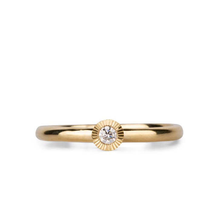 Medium Aurora Diamond Stacking Ring in Yellow Gold for wholesale by Corey Egan