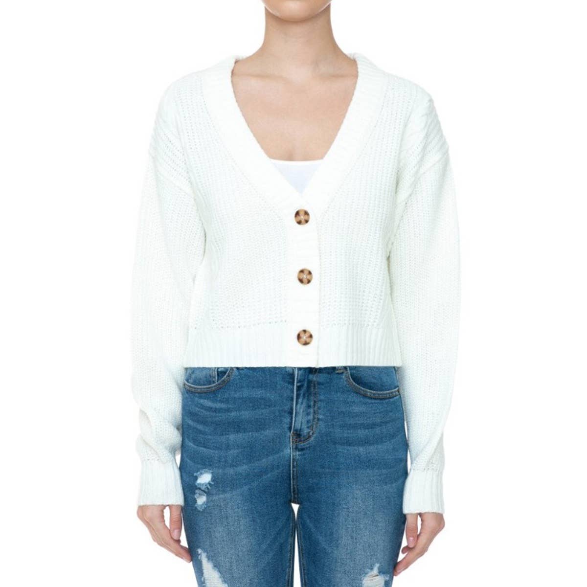 UP CLOTHING – wholesale Cardigan – Women’s – V Neck Cable Knit Crop Sweater Cardigan2