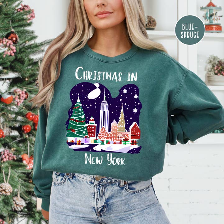 Christmas in New York City Comfort Colors® Sweatshirt for wholesale by CindyL Boutique