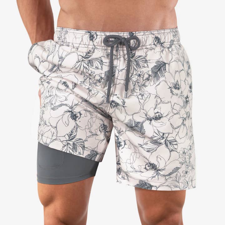 Men’s Premium Compression-Lined Hybrid Shorts – Secret Garden for wholesale by CAPELLE MIAMI