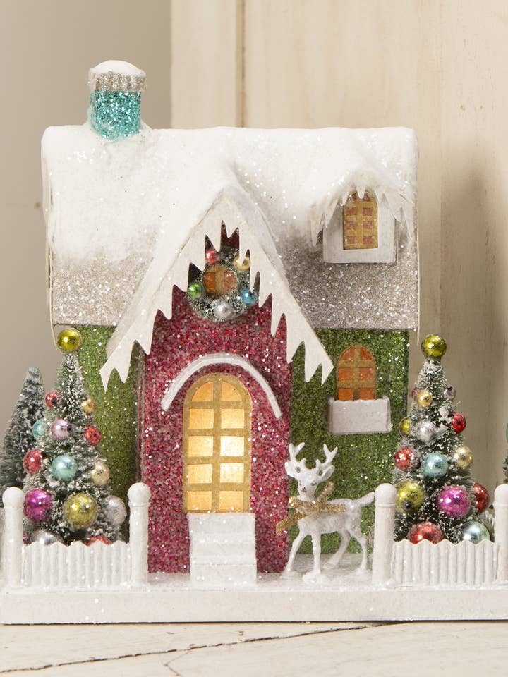 Reindeer Kitschmas Cottage for wholesale by Bethany Lowe Designs