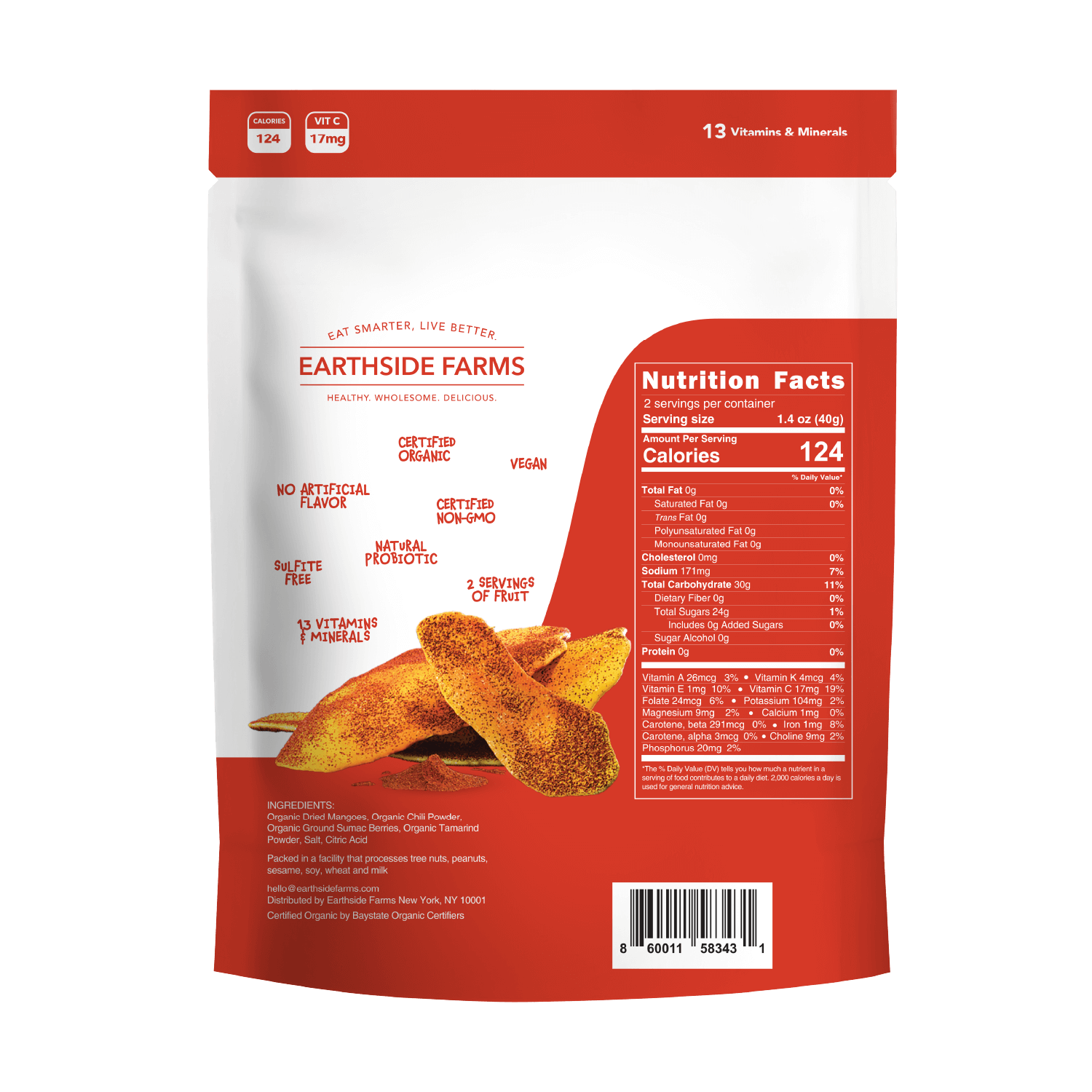 Earthside Farms - Wholesale Dried/Dehydrated Fruit - Lime Kick Dried Organic Mangoes 2.8oz - 6 pack1