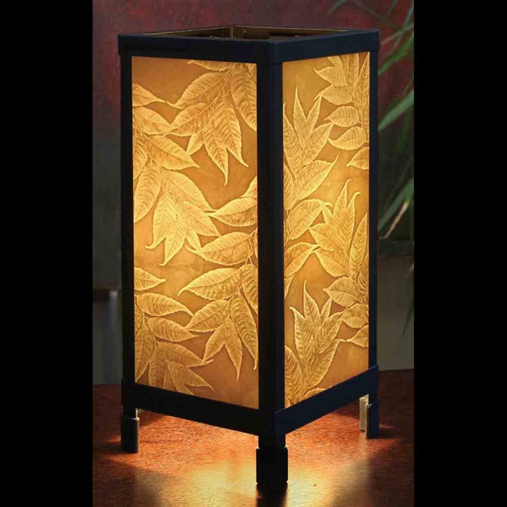 "Leaves"Porcelain Lithophane Luminaire Lamp for wholesale by The Porcelain Garden Inc.