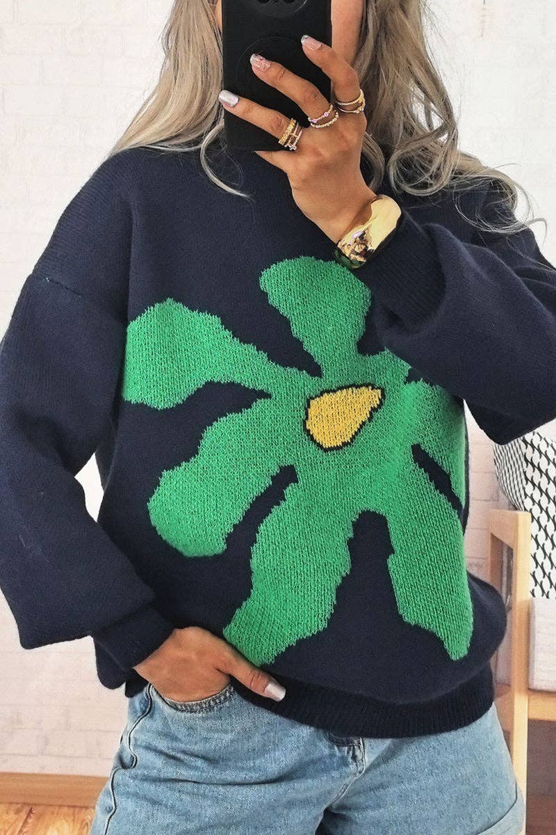 Mccolin - Vente Pull en maille – femme - Pull à Motifs Floraux Audacieux2