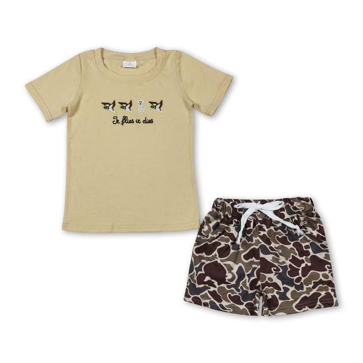 Yawoo Garments - Wholesale Top & Short Set - Kids - Duck dog top camo shorts baby boys clothes