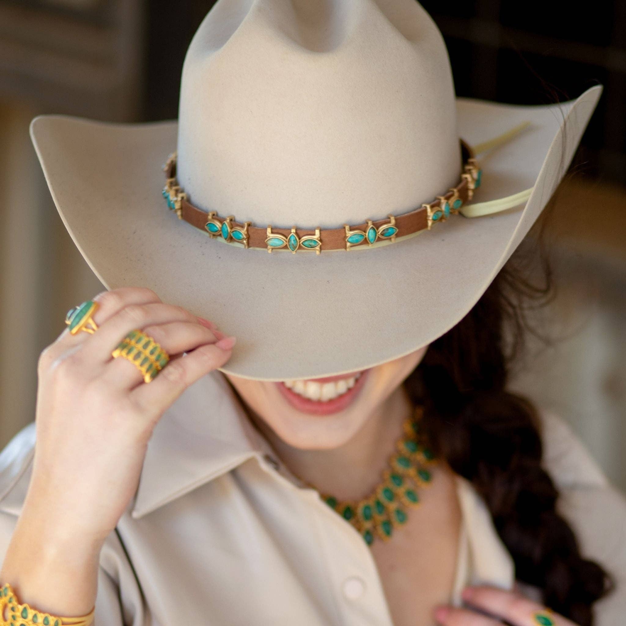 Christina Greene LLC - Wholesale Hat Accessory - Women's - Desert Flower Hat Band  - Turquoise1